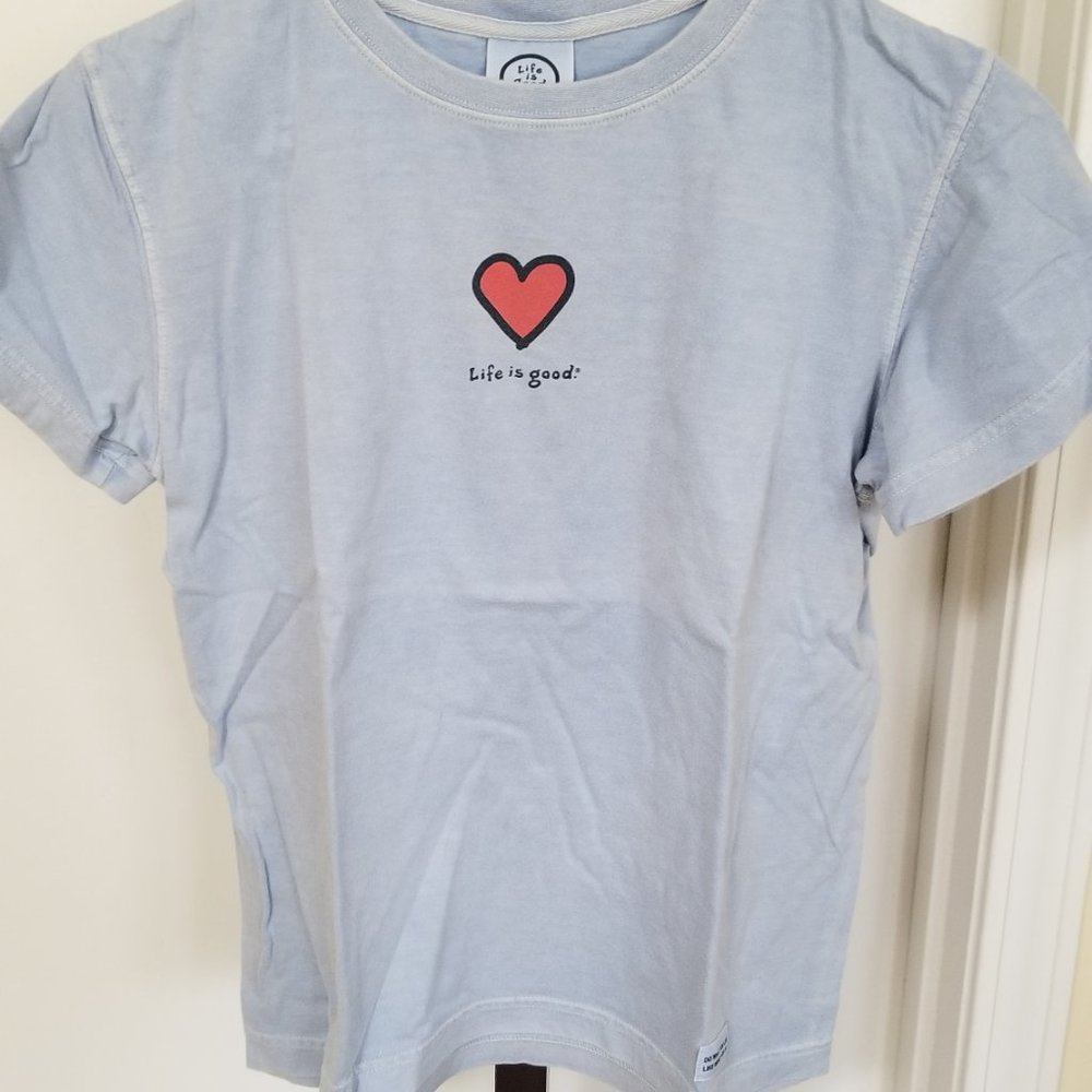Life is good Heart Shape T shirt jake hiking camping Women's size S